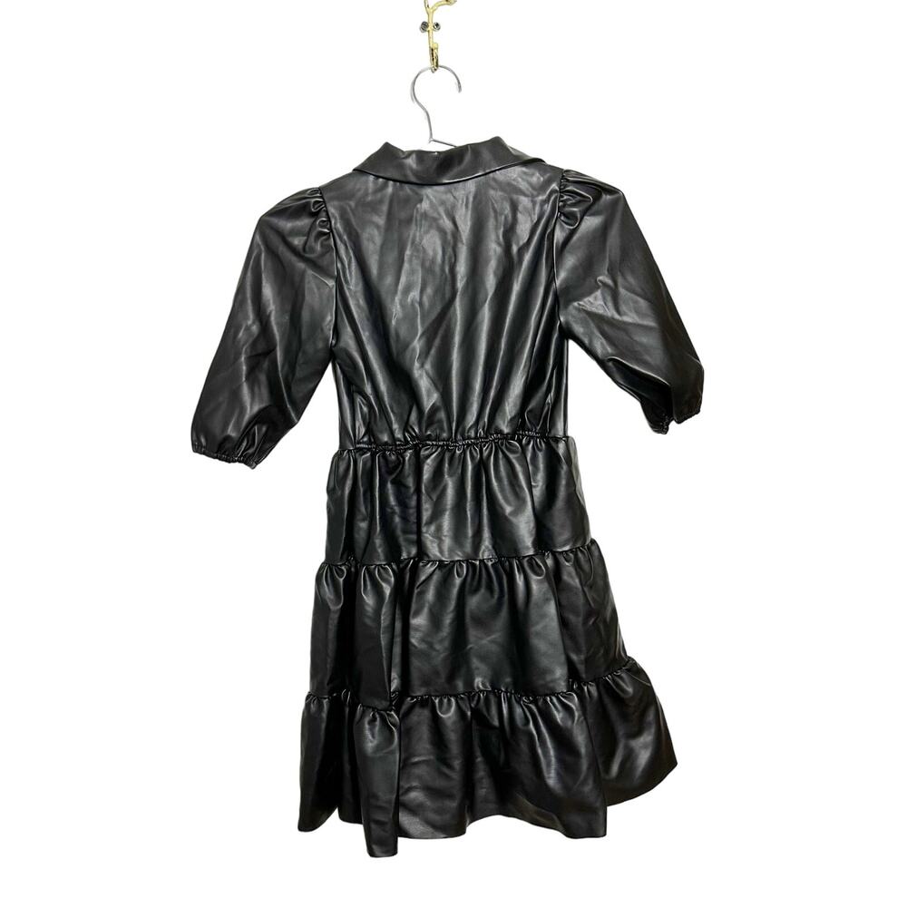 NWT Ava & Yelly Faux Leather Tiered Short Sleeve Dress sz 14 - Picture 7 of 7